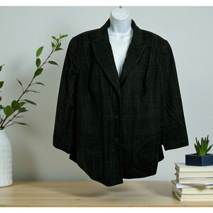 Andrea Viccaro Wool Jacket Sz 18W Woman Lined Pockets Blazer Business Black